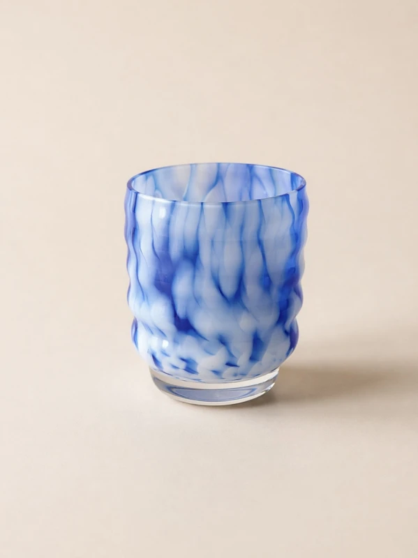 Szklanka-Mimesis-kolorowa-handmade-niebieska-indygo-kobalt-biala-plamki-cyanotype-cyjanotypia